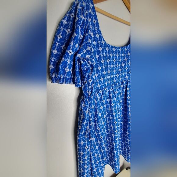 Rhode Eyelet Mini Babydoll Dress Blue With pockets Size XXL - Picture 14 of 16